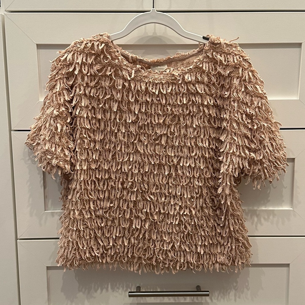 Zara Kids Tan Shaggy Short Sleeve Top in Size 9